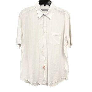 James Campbell White Windowpane Short Sleeve Summer Dress Shirt Size XL
